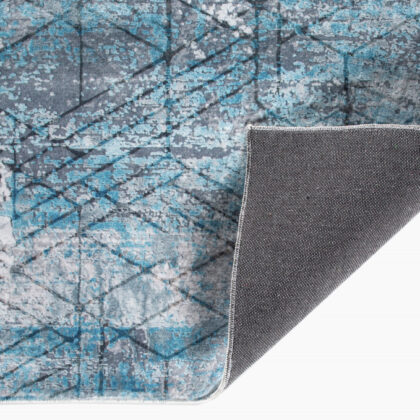 2’ x 7’ Blue Gray Abstract Cuboid Modern Runner Rug