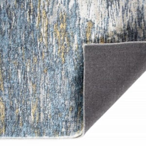 8' Blue And Gold Abstract Dhurrie Runner Rug