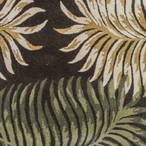 8' Espresso Brown Hand Tufted Tropical Leaves Indoor Runner Rug