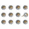 1.5" X 1.5" X 1.5" White Teal And Gold  Knobs 12 Pack