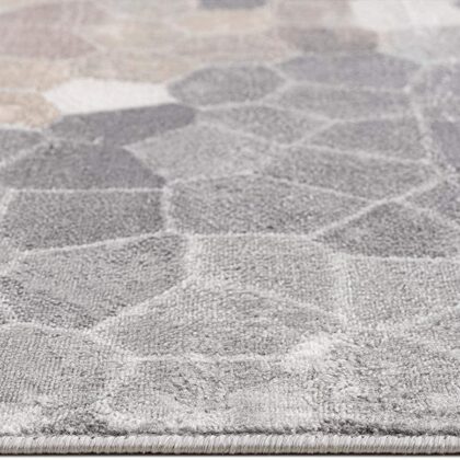 8’ x 11’ Beige Cobblestone Pattern Area Rug