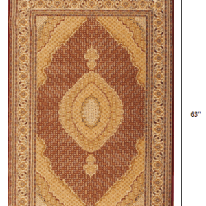 5’ Round Red and Beige Medallion Area Rug