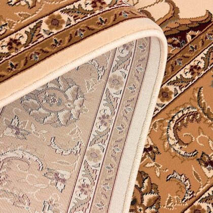 4’ x 6’ Cream and Tan Ornate Border Area Rug