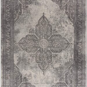 2’ X 4’ Gray Distressed Medallion Area Rug