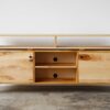 72" Wood Brown Wood Cabinet Enclosed Storage TV Stand