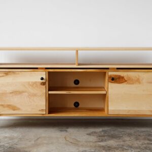 72" Wood Brown Wood Cabinet Enclosed Storage TV Stand