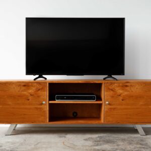 72" Brown Wood Cabinet Enclosed Storage TV Stand