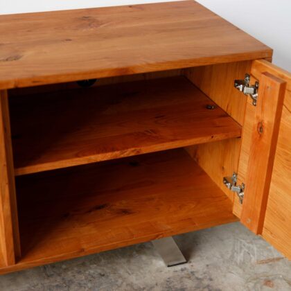 72" Brown Wood Cabinet Enclosed Storage TV Stand