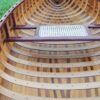 26.5" X 117" X 20" Red Wooden Canoe With Ribs Curved Bow