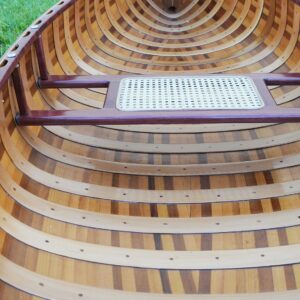 26.5" X 117" X 20" Red Wooden Canoe With Ribs Curved Bow