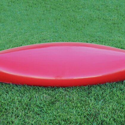 26.5" X 117" X 20" Red Wooden Canoe With Ribs Curved Bow