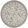 8' Ivory Grey Hand Woven Uv Treated Greek Key Medallion Round Indoor Outdoor Area Rug