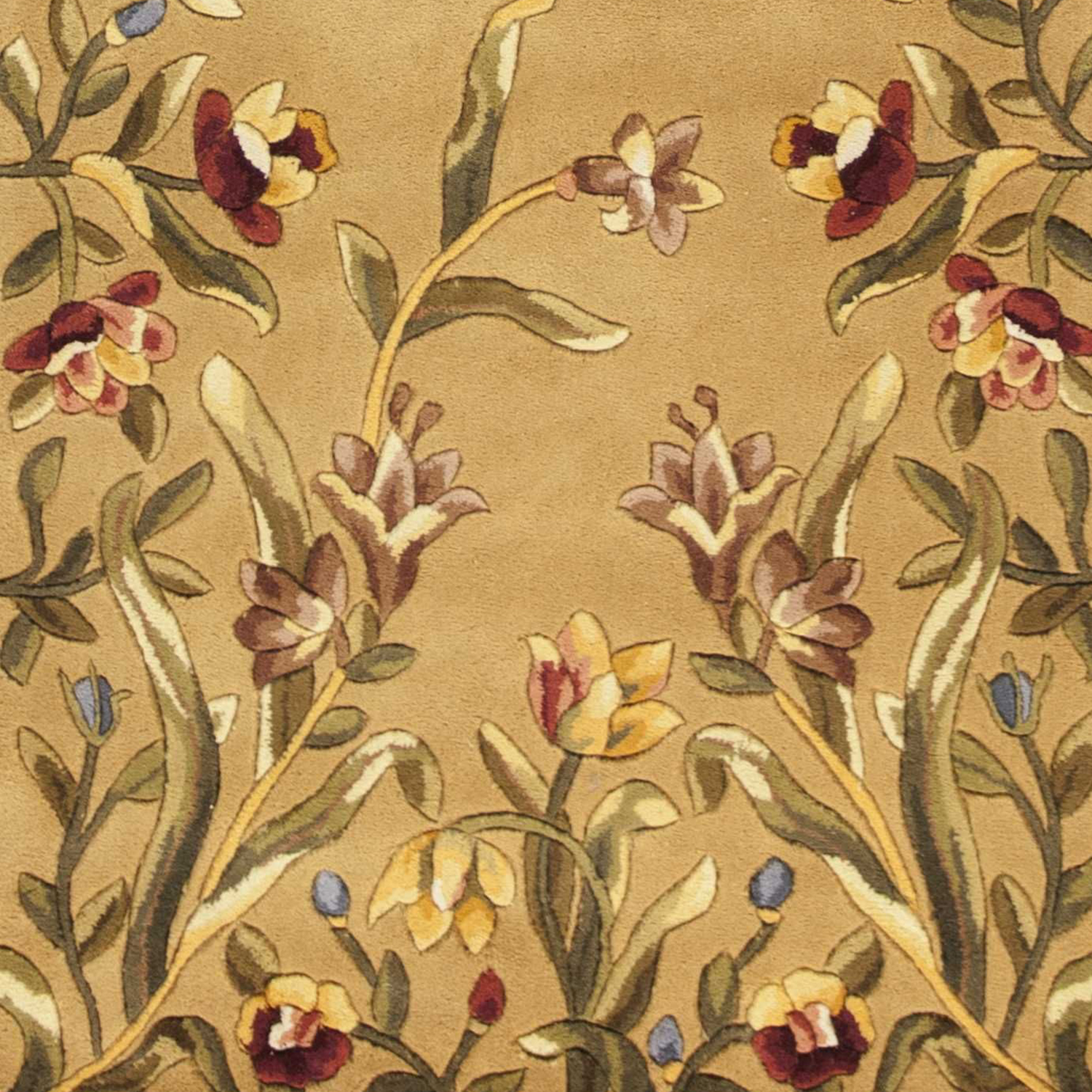 8' Golden Yellow Wool Floral Hand Tufted Runner Rug - Image 3