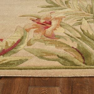 8' X 11'  Wool Ivory Tropical Greenery Area Rug