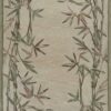 9'X12' Ivory Hand Tufted Bordered Bamboo Indoor Area Rug