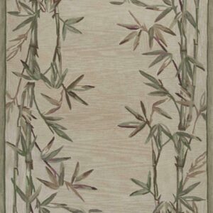 9'X12' Ivory Hand Tufted Bordered Bamboo Indoor Area Rug