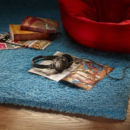 5' X 7' Highlighter Blue Plain Indoor Area Rug