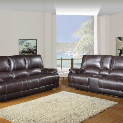 76'" X 40'"  X 41'" Modern Brown Sofa With Console Loveseat