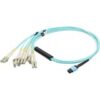 AddOn 15m MPO (Female) to 6xLC (Male) 12-Strand Aqua OM3 Duplex Fiber Fanout Cable