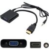 5PK HDMI 1.3 Male to VGA Female Black Adapters Which Includes 3.5mm Audio and Micro USB Ports For Resolution Up to 1920x1200 (WUXGA)