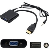 5PK HDMI 1.3 Male to VGA Female Black Adapters Which Includes 3.5mm Audio and Micro USB Ports For Resolution Up to 1920x1200 (WUXGA)