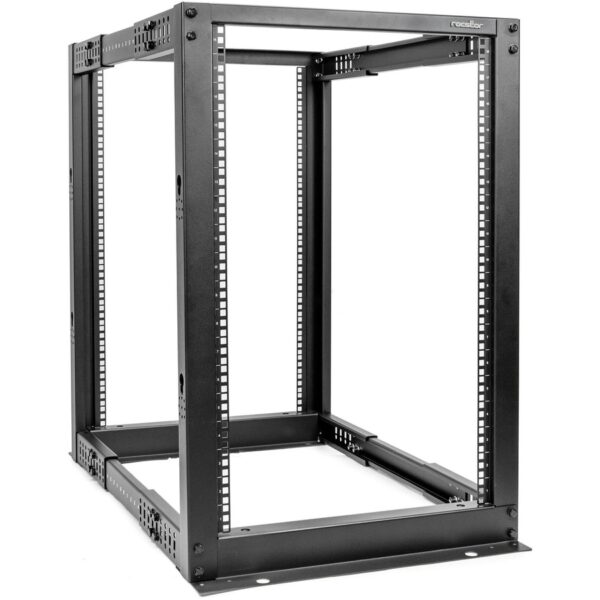 Rocstor SolidRack 18U Adjustable Depth Open Frame 4 Post Rack w/ Casters