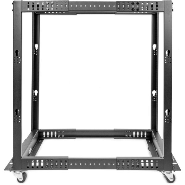 Rocstor SolidRack 18U Adjustable Depth Open Frame 4 Post Rack w/ Casters