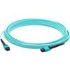 AddOn 50m MPO (Female) to MPO (Female) 12-Strand Aqua OM4 Crossover Fiber OFNR (Riser-Rated) Patch Cable