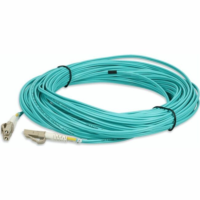 AddOn 11m LC (Male) to LC (Male) Straight Aqua OM4 Duplex Plenum Fiber Patch Cable - Image 2