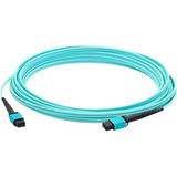 AddOn 40m MPO (Female) to MPO (Female) 12-Strand Aqua OM4 Crossover Fiber OFNR (Riser-Rated) Patch Cable