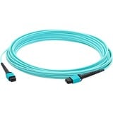 AddOn 40m MPO (Female) to MPO (Female) 12-Strand Aqua OM3 Crossover Fiber OFNR (Riser-Rated) Patch Cable