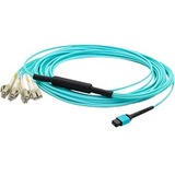 AddOn 40m MPO (Female) to 8xLC (Male) 8-Strand Aqua OM3 Fiber Fanout Cable