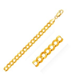 14k Yellow Gold Solid Curb Bracelet 10.0mm