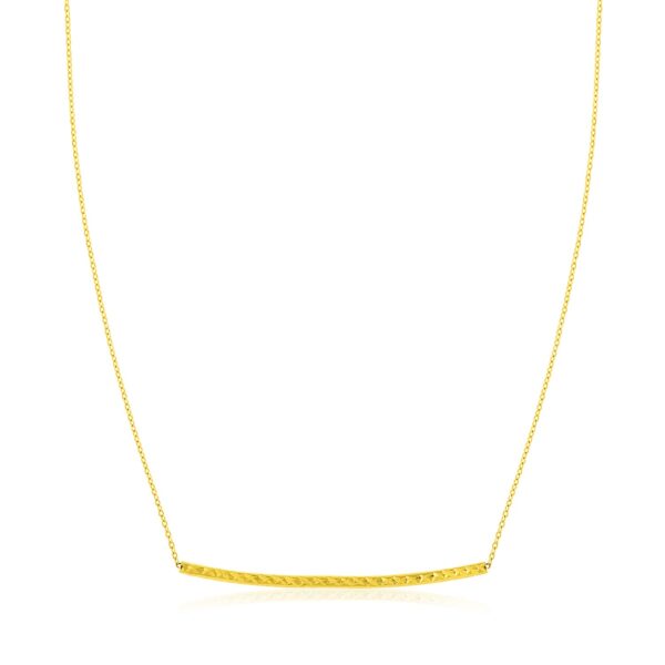 14k Yellow Gold Thin Textured Bar Necklace