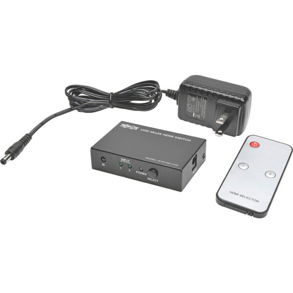 Tripp Lite by Eaton 2-Port HDMI Switch with Remote Control - 4K @ 60 Hz, 4:4:4, HDR, 3D, HDCP 2.2, EDID