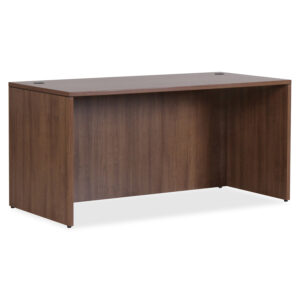 Lorell® Wood Desk Shell - 59"" x 29.5"" x 29.5"" - Walnut - Essentials Series