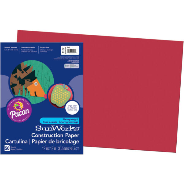 Pacon® SunWorks All-purpose Construction Paper 18""x12"" Red 50 Sheets