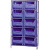 Quantum QSBU-800 Shelving With 10 Giant Hopper Bins Blue 36x18x75