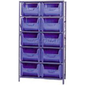 Quantum QSBU-800 Shelving With 10 Giant Hopper Bins Blue 36x18x75