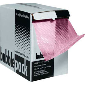 Perforated Anti Static Bubble Roll W/Dispenser 12""W x 65'L x 1/2"" Bubble Pink