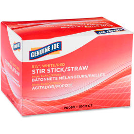 Genuine Joe Stirrers 5-1/2""L Plastic 1000/Box White/Red