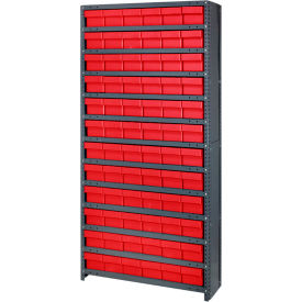 Quantum CL1275-601 Closed Shelving Euro Drawer Unit - 36x12x75 - 72 Euro Drawers Red
