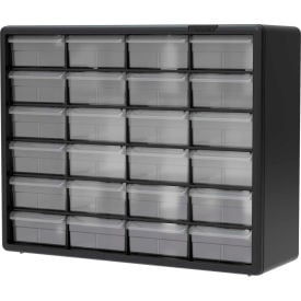 Akro-Mils Plastic Drawer Parts Cabinet 10124 - 20""W x 6-3/8""D x 15-13/16""H Black 24 Drawers
