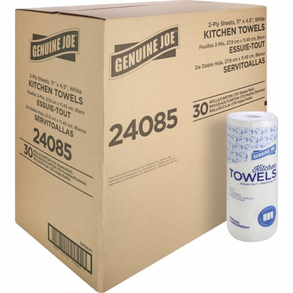 Paper Products & Dispensers — 2-Ply Perforated Paper Towel Rolls 9″” x 11″” White 85 Sheets/Roll 30 Rolls/Case – BWK6272