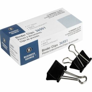 Universal® Medium Binder Clips Steel Wire 5/8"" Cap. 1-1/4"" Wide Black/Silver Dozen