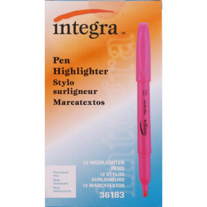 Universal Pocket Clip Highlighter Chisel Tip Fluorescent Pink Ink 1 Dozen