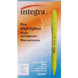 Universal Pocket Clip Highlighter Chisel Tip Fluorescent Yellow Ink 1 Dozen