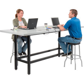 Interion® Standing Height Table With Power 96""L x 36""W Gray