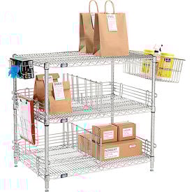 Nexelate® Silver Epoxy To Go Rack 3 Wire Shelves Dividers & Ledges 30""W x 18""D x 34""H