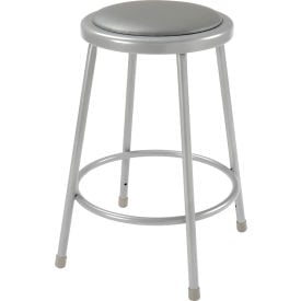 Interion® 24""H Steel Work Stool with Vinyl Seat - Backless - Gray - Pack of 2